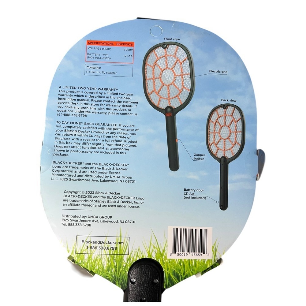 Black+Decker Electric Fly Swatter Handheld Bug Zapper 3000V Black BDXPC976 NEW - Picture 2 of 4